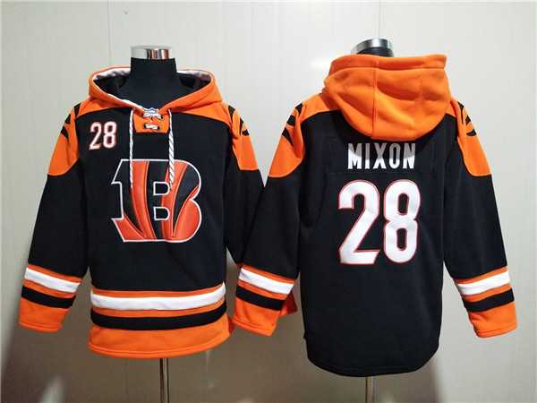 Cincinnati Bengals #28 Joe Mixon Orange Black Ageless Must-Have Lace-Up Pullover Hoodie,We sell and wholesale Cincinnati Bengals #28 Joe Mixon Orange Black Ageless Must-Have Lace-Up Pullover Hoodie on line form chian!